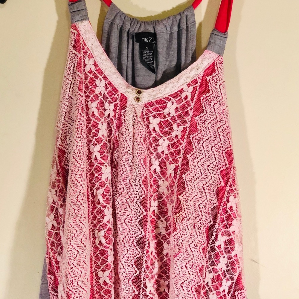 Floral laced tank top